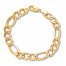 Men's Figaro Chain Bracelet 14K Yellow Gold 9" Length