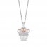 Disney Treasures Minnie Mouse Cultured Pearl & Diamond Necklace 1/10 ct tw Round-Cut Sterling Silver/10K Rose Gold 17"