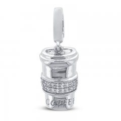 True Definition Coffee Cup Charm 1/10 ct tw Diamonds Sterling Silver