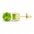 Peridot Solitaire Earrings 10K Yellow Gold