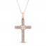 Diamond Cross Necklace 3/8 ct tw Round-cut 10K Rose Gold