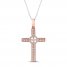 Diamond Cross Necklace 3/8 ct tw Round-cut 10K Rose Gold