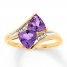Amethyst Ring 1/20 ct tw Diamonds 10K Yellow Gold