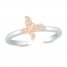 Diamond Butterfly Toe Ring 10K Two-Tone Gold