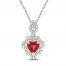 Lab-Created Ruby Heart Necklace Sterling Silver/10K Yellow Gold