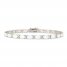 White Lab-Created Opal & White Lab-Created Sapphire Bracelet Sterling Silver 7.25"