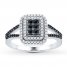 Black/White Diamond Ring 1/2 ct tw Sterling Silver