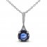 Blue Sapphire & Diamond Accent Necklace 10K White Gold 18"