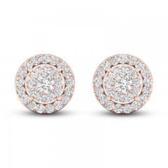 Diamond Halo Stud Earrings 1 ct tw Round-Cut 10K Rose Gold