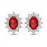Lab-Created Ruby & White Lab-Created Sapphire Earrings Sterling Silver