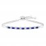 Blue & White Lab-Created Sapphire Bolo Bracelet Sterling Silver
