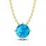 Swiss Blue Topaz Solitaire Necklace 10K Yellow Gold 18"