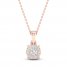 Diamond Halo Necklace 1/10 ct tw Round-Cut 10K Rose Gold 18"