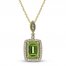 Peridot & White Lab-Created Sapphire Necklace 10K Yellow Gold 18"