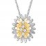 Diamond Floral Necklace 1/15 ct tw Sterling Silver/10K Gold