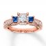 Diamond/Sapphire Engagement Ring 1 cttw Princess/Round 14K Gold
