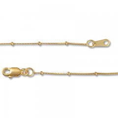 Beaded Box Chain Necklace 14K Yellow Gold 18"