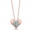 Diamond Heart Necklace 1/4 ct tw 10K Rose Gold 18"