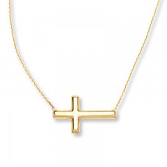 Sideways Cross Necklace 14K Yellow Gold