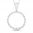 Diamond Circle Necklace 1/4 ct tw Round-cut 10K White Gold 18"