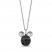 Disney Treasures Mickey Mouse Black Onyx & Black Diamond Necklace 1/10 ct tw Round-Cut Sterling Silver 17"