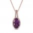 Amethyst & Diamond Necklace 1/8 ct tw 10K Rose Gold 18"