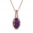 Amethyst & Diamond Necklace 1/8 ct tw 10K Rose Gold 18"