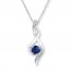 Lab-Created Sapphires Diamond Accents Sterling Silver Necklace