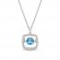 Unstoppable Love Swiss Blue Topaz Necklace 1/10 ct tw Diamonds Sterling Silver 19"
