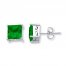 Classic Stud Earrings Lab-Created Emeralds Sterling Silver