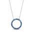 Blue Sapphire Circle Necklace Sterling Silver 18"