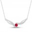 Lab-Created Ruby & White Lab-Created Sapphire Necklace Sterling Silver 18"