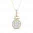 By Women For Women Diamond Lotus Necklace 1/3 ct tw Round-cut 10K Yellow Gold 18"