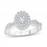 Diamond Engagement Ring 5/8 ct tw Oval/Round 14K White Gold
