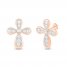 Diamond Cross Earrings 1/8 ct tw Round-cut 10K Rose Gold