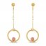 Circle Bead Dangle Earrings 14K Two-Tone Gold