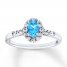 Blue Topaz Ring Lab-Created Sapphires Sterling Silver