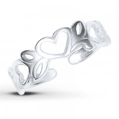 Heart Motif Toe Ring Sterling Silver