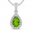Peridot & White Lab-Created Sapphire Necklace Sterling Silver 18"