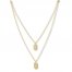 Dog Tag Layered Necklace 14K Yellow Gold 16" to 18" Adjustable