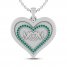 Lab-Created Emerald MOM Heart Necklace Sterling Silver 18"