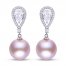 Pink Cultured Pearl & White Topaz Dangle Earrings Sterling Silver