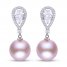 Pink Cultured Pearl & White Topaz Dangle Earrings Sterling Silver