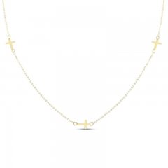 3 Crosses Necklace 10K Yellow Gold 18"