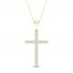 Diamond Cross Necklace 1/2 ct tw Round-Cut 10K Yellow Gold 18"