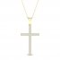 Diamond Cross Necklace 1/2 ct tw Round-Cut 10K Yellow Gold 18"
