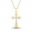 Diamond Cross Necklace 1/10 ct tw Round-cut 10K Yellow Gold 18"