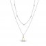 Cultured Pearl & White Lab-Created Sapphire Layered Necklace Sterling Silver 19"