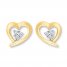 Heart Earrings 1/20 ct tw Diamonds 10K Yellow Gold