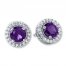 Amethyst Earrings Lab-Created White Sapphires Sterling Silver